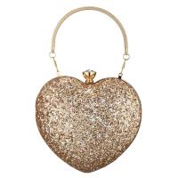 Polyester Clutch Bag with chain & with rhinestone heart pattern PC