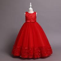 Polyester lace & Princess Girl One-piece Dress with bowknot Gauze PC