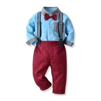 Cotton Boy Clothing Set & two piece Pants & top plain dyed Solid blue Set
