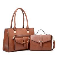 PU Leather Bag Suit soft surface & two piece Polyester Cotton Solid Set