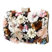 Polyester Clutch Bag with chain & with rhinestone floral PC