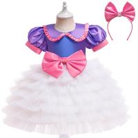 Polyester Princess Girl One-piece Dress with hair accessory purple and white PC