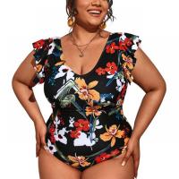 Polyester Plus Size One-piece Swimsuit printed PC