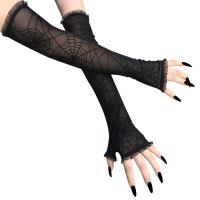 Nylon Halloween Gloves plain dyed Solid black : Pair