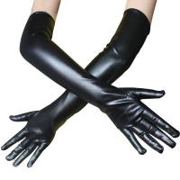 PU Leather Women Long Gloves plain dyed Solid : Pair