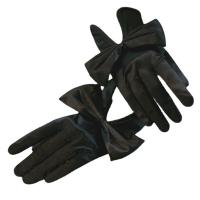 Polyester Women Gloves plain dyed Solid : Pair