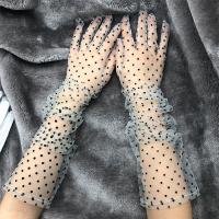 Polyester Women Long Gloves plain dyed dot : Pair