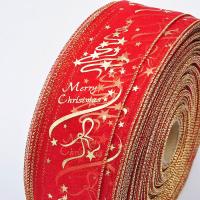 Gauze Christmas Ribbon christmas design gold foil print letter red PC