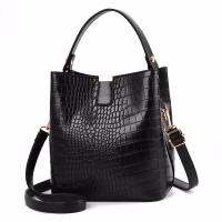 PU Leather Handbag soft surface & attached with hanging strap Polyester crocodile grain PC