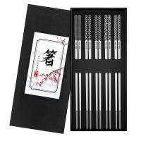 Stainless Steel Chopsticks Set five piece & anti-skidding Box