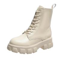 Synthetic Leather front drawstring Women Martens Boots Solid Pair