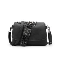 PVC Shoulder Bag embossing & attached with hanging strap & studded skull pattern black PC