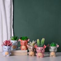 Ceramics Creative Flower Pot corrosion proof & Cute & six piece handmade mixed colors Set