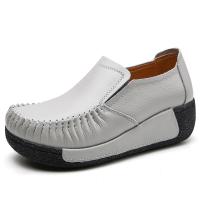 Leather Flange Women Lazy Shoes round toe Beef Tendon Solid Pair