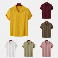 Polyester Slim Men Short Sleeve Casual Shirt Solid PC