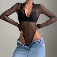 Gauze Sexy Teddy see through look patchwork black PC
