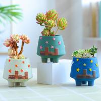 Ceramics Creative Flower Pot corrosion proof & Cute & five piece handmade mixed colors Set