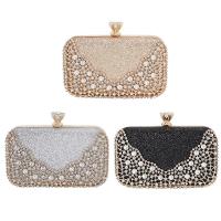 Metal & PU Leather Box Bag & Evening Party Clutch Bag with rhinestone PC