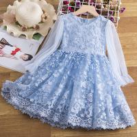 Polyester Princess Girl One-piece Dress patchwork Solid PC