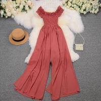 Polyester Wide Leg Trousers & scallop Long Jumpsuit slimming Solid PC