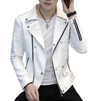 PU Leather Slim Motorcycle Jackets Polyester plain dyed Solid PC