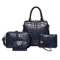 PU Leather Bag Suit soft surface & four piece Polyester Stone Grain Set