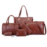 PU Leather Bag Suit soft surface & six piece Polyester Solid Set
