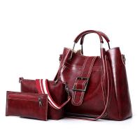 PU Leather Bag Suit soft surface & three piece Polyester Set