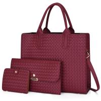 PU Leather Bag Suit soft surface & three piece Polyester geometric Set