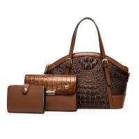 PU Leather Shell Shape Bag Suit large capacity & soft surface & three piece Polyester crocodile grain Set