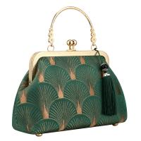 Polyester Clutch Bag with chain & soft surface mixed pattern green PC