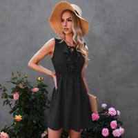Polyester scallop One-piece Dress Solid PC