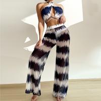 Polyamide High Waist Bikini backless & three piece Gauze printed Solid Set