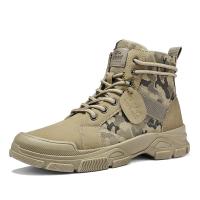 PU Leather & Canvas front drawstring Men Martens Boots & anti-skidding EVA printed camouflage :44 Pair