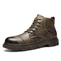 PU Leather front drawstring Men Martens Boots & anti-skidding EVA Solid Pair