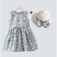 Cotton Girl One-piece Dress & two piece Hat & skirt printed Set
