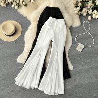 Polyester bell-bottom & High Waist Women Long Trousers irregular & slimming Solid PC