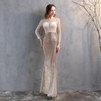Polyester Long Evening Dress & with rhinestone Sequin patchwork PC