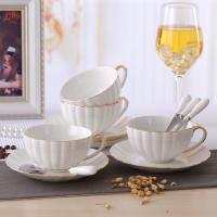 Ceramics Tea Set dish & cups & Spoon Solid white Set