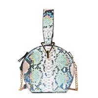 PU Leather Handbag bun & attached with hanging strap snakeskin pattern PC