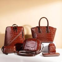 PU Leather Bag Suit soft surface & six piece Polyester crocodile grain Set