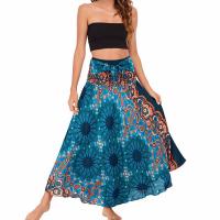 Viscose High Waist Skirt large hem design & mid-long style & multi-way printed : PC