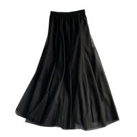 Polyester A-line & High Waist Skirt mid-long style & slimming Gauze Solid : PC