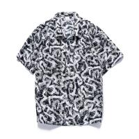 Polyester Plus Size Men Short Sleeve Casual Shirt & loose printed shivering PC