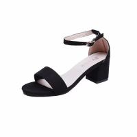 PU Leather & Suede chunky Women Sandals Solid Pair