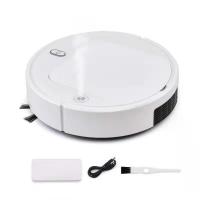 Plastic automatic & Multifunction Smart Robotic Vacuum with USB charging wire white PC