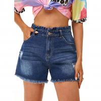 Polyester & Cotton Ripped Women All-Match Shorts flexible PC