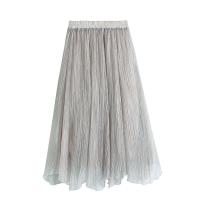 Polyester A-line & High Waist Skirt irregular & large hem design & mid-long style Chiffon Solid : PC
