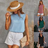Polyester Slim Women Sleeveless T-shirt & loose & hollow Solid PC