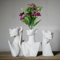 Keramik Vase, Handgefertigt, weiß und grün,  Stück